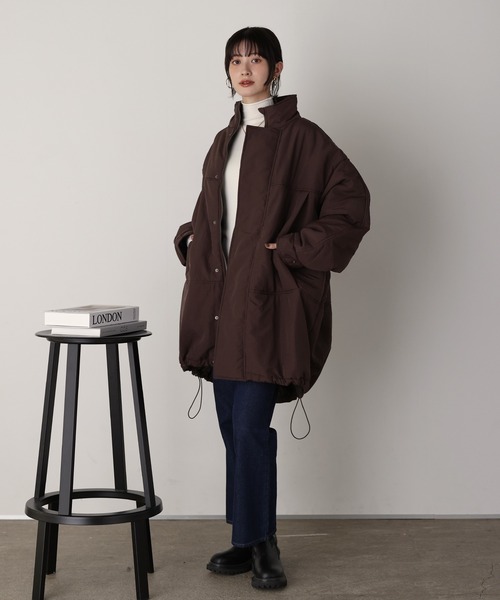 360度 美シルエット モンスターミリタリーコート 【中綿/裾ドロスト