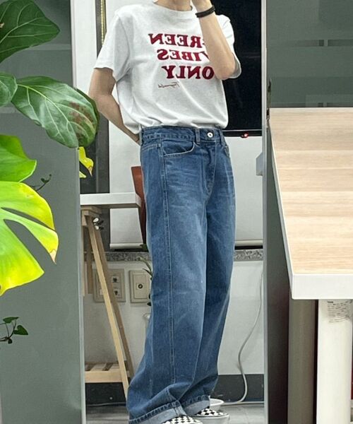 THE GREEN LAB（ザグリーンラボ）の「GREEN VIBES ONLY テクスチャーレタリング半袖Tシャツ [メランジグレー]（Tシャツ/カットソー・レディース・その他・FREE）」の15枚目の写真