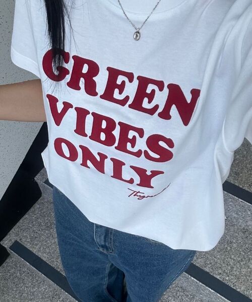 THE GREEN LAB（ザグリーンラボ）の「GREEN VIBES ONLY テクスチャーレタリング半袖Tシャツ [メランジグレー]（Tシャツ/カットソー・レディース・その他・FREE）」の18枚目の写真