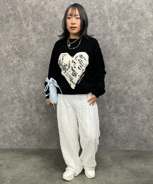 GEVS.(ジェイヴィス)の「ハートジャガードニットプルオーバー<大きいサイズ有>GEVS.(ニット/セーター・レディース・グレー/ブラック・5L/4L/3L/LL/L/M)」の12枚目の写真