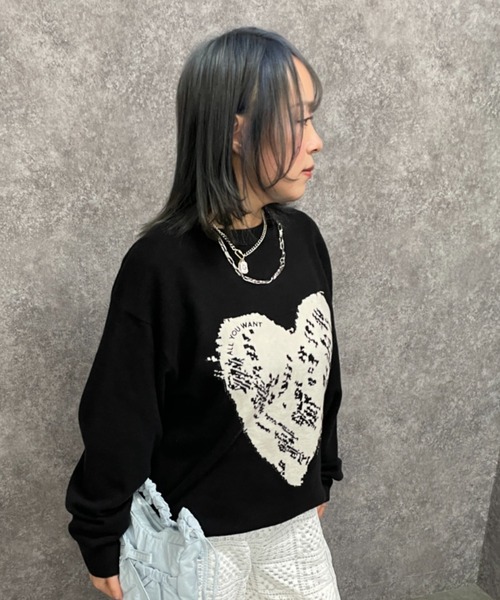 GEVS.(ジェイヴィス)の「ハートジャガードニットプルオーバー<大きいサイズ有>GEVS.(ニット/セーター・レディース・グレー/ブラック・5L/4L/3L/LL/L/M)」の3枚目の写真