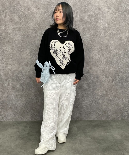GEVS.(ジェイヴィス)の「ハートジャガードニットプルオーバー<大きいサイズ有>GEVS.(ニット/セーター・レディース・グレー/ブラック・5L/4L/3L/LL/L/M)」の13枚目の写真