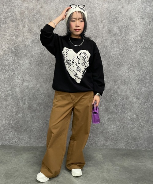 GEVS.(ジェイヴィス)の「ハートジャガードニットプルオーバー<大きいサイズ有>GEVS.(ニット/セーター・レディース・グレー/ブラック・5L/4L/3L/LL/L/M)」の4枚目の写真