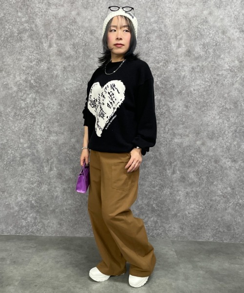 GEVS.(ジェイヴィス)の「ハートジャガードニットプルオーバー<大きいサイズ有>GEVS.(ニット/セーター・レディース・グレー/ブラック・5L/4L/3L/LL/L/M)」の5枚目の写真