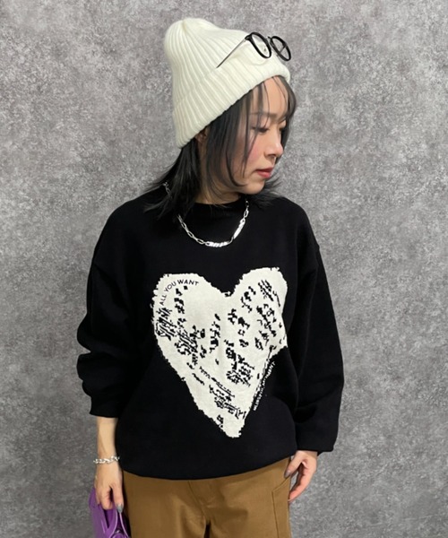 GEVS.(ジェイヴィス)の「ハートジャガードニットプルオーバー<大きいサイズ有>GEVS.(ニット/セーター・レディース・グレー/ブラック・5L/4L/3L/LL/L/M)」の7枚目の写真