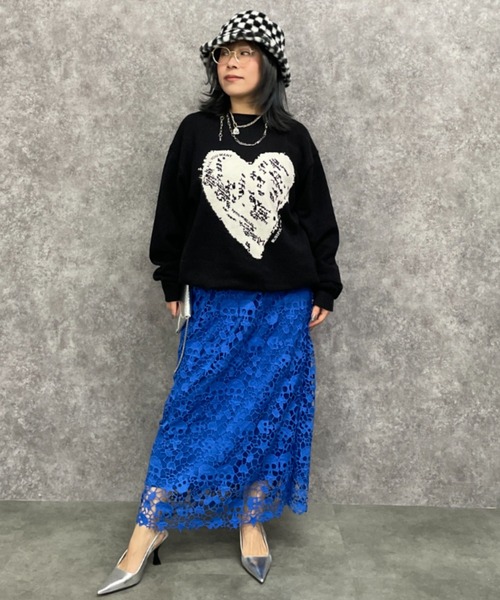 GEVS.(ジェイヴィス)の「ハートジャガードニットプルオーバー<大きいサイズ有>GEVS.(ニット/セーター・レディース・グレー/ブラック・5L/4L/3L/LL/L/M)」の9枚目の写真