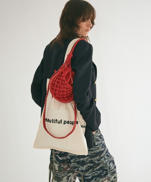 beautiful people（ビューティフルピープル）の「brushed logo        tote bag（トートバッグ・レディース・グリーン/グレー/ナチュラル/ネイビー/オレンジ・FREE）」の3枚目の写真