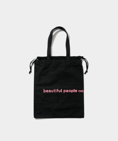 beautiful people(ビューティフルピープル)の「brushed logo tote bag(トートバッグ・レディース・グリーン/グレー/ナチュラル/ネイビー/オレンジ/サックスブルー/ライトイエロー系/ブラック/ブラウン/オリーブ/ネイビー系1・FREE)」の2枚目の写真