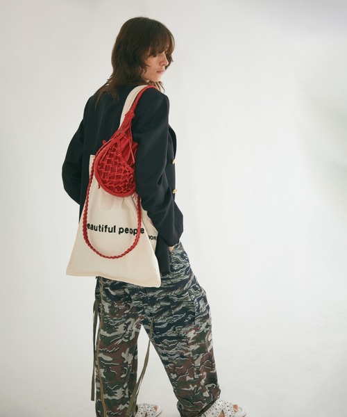 beautiful people（ビューティフルピープル）の「brushed logo        tote bag（トートバッグ・レディース・グリーン/グレー/ナチュラル/ネイビー/オレンジ・FREE）」の8枚目の写真