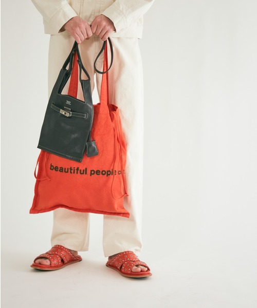 beautiful people（ビューティフルピープル）の「brushed logo        tote bag（トートバッグ・レディース・グリーン/グレー/ナチュラル/ネイビー/オレンジ・FREE）」の14枚目の写真
