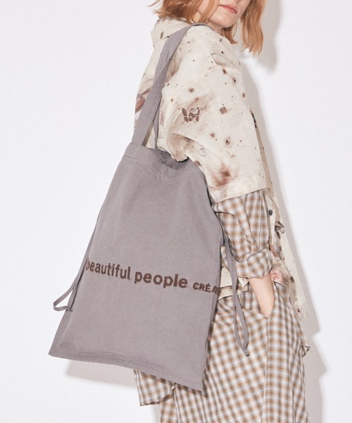 beautiful people（ビューティフルピープル）の「brushed logo        tote bag（トートバッグ・レディース・グリーン/グレー/ナチュラル/ネイビー/オレンジ・FREE）」の15枚目の写真
