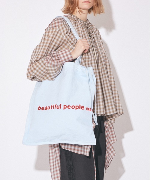 beautiful people（ビューティフルピープル）の「brushed logo        tote bag（トートバッグ・レディース・グリーン/グレー/ナチュラル/ネイビー/オレンジ・FREE）」の22枚目の写真