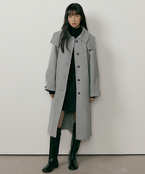 LINGSEOUL(リングソウル)の「handemade hooded long coat-gray(チェスターコート・レディース・グレー・FREE)」の1枚目の写真