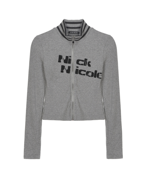 NICK&NICOLE(ニックアンドニコール)の「NICOLE SLIM RIBBED KNIT ZIP UP_GRAY(ニット/セーター・レディース・杢グレー・FREE)」の4枚目の写真