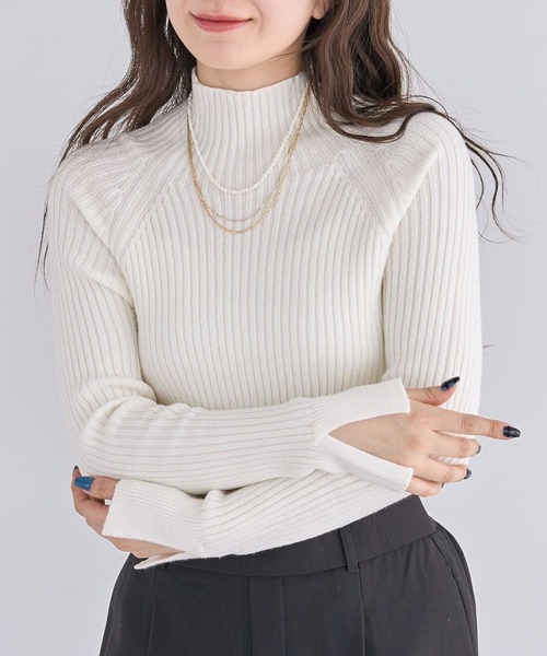 Petit fleur(プチフルール)の「・Petit Fleur ボトルネックリブニット(ニット/セーター・レディース・ブラック/オフホワイト/チャコールグレー/ブルー/ピンク/ライトグレー・FREE)」の2枚目の写真