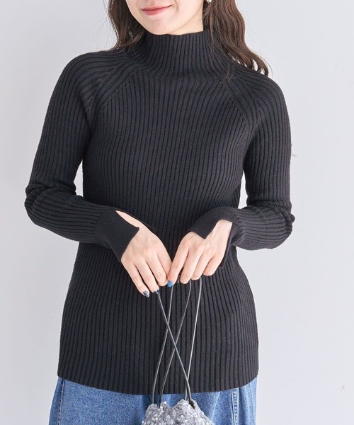 Petit fleur(プチフルール)の「・Petit Fleur ボトルネックリブニット(ニット/セーター・レディース・ブラック/オフホワイト/チャコールグレー/ブルー/ピンク/ライトグレー・FREE)」の3枚目の写真