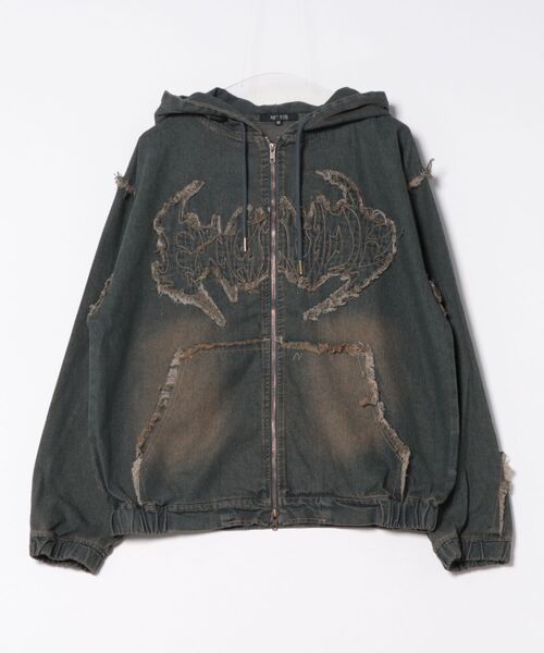 8(eight)(エイト)の「トライバルフリンジデニムZIPパーカー(パーカー・メンズ・ブラック/ブルー・MEDIUM/LARGE)」の2枚目の写真