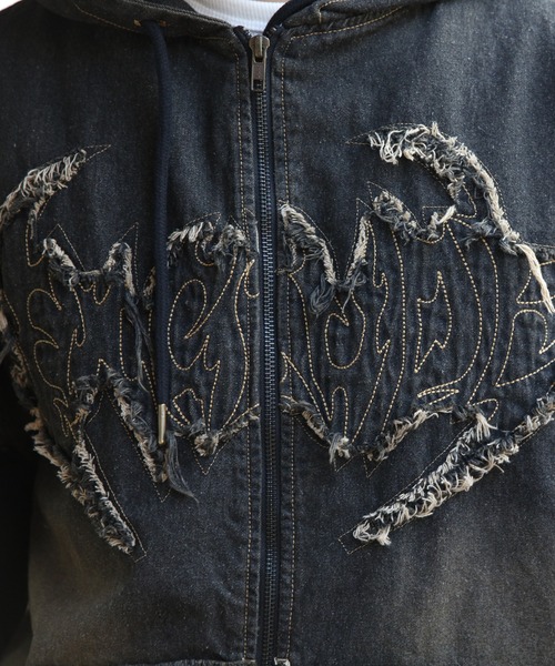 8(eight)(エイト)の「トライバルフリンジデニムZIPパーカー(パーカー・メンズ・ブラック/ブルー・MEDIUM/LARGE)」の12枚目の写真