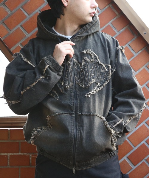 8(eight)(エイト)の「トライバルフリンジデニムZIPパーカー(パーカー・メンズ・ブラック/ブルー・MEDIUM/LARGE)」の15枚目の写真