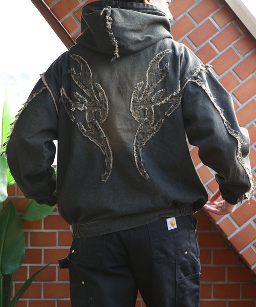 8(eight)(エイト)の「トライバルフリンジデニムZIPパーカー(パーカー・メンズ・ブラック/ブルー・MEDIUM/LARGE)」の17枚目の写真