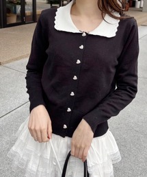 襟付きニット」に該当するニット/セーター（ブラック/黒色系