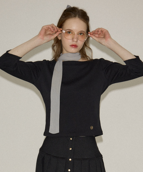 SALON DE YOHN（サロンドヨーン）の「Boat Neck Classic Tee_ Black（Tシャツ/カットソー・レディース・その他・FREE）」の2枚目の写真