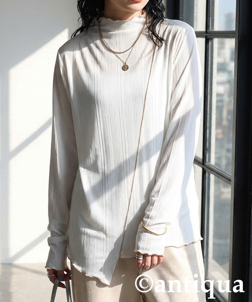 antiqua(アンティカ)の「メロウデザイン カットソー(Tシャツ/カットソー・レディース・グリーン系その他/ブラック系その他/ホワイト系その他/ライム/ブラック/ホワイト・ONESIZE)」の3枚目の写真