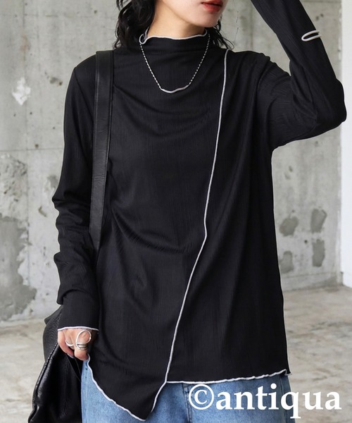 antiqua(アンティカ)の「メロウデザイン カットソー(Tシャツ/カットソー・レディース・グリーン系その他/ブラック系その他/ホワイト系その他/ライム/ブラック/ホワイト・ONESIZE)」の4枚目の写真