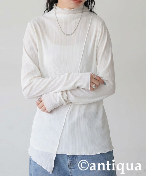 antiqua(アンティカ)の「メロウデザイン カットソー(Tシャツ/カットソー・レディース・グリーン系その他/ブラック系その他/ホワイト系その他/ライム/ブラック/ホワイト・ONESIZE)」の2枚目の写真