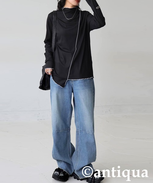antiqua(アンティカ)の「メロウデザイン カットソー(Tシャツ/カットソー・レディース・グリーン系その他/ブラック系その他/ホワイト系その他/ライム/ブラック/ホワイト・ONESIZE)」の14枚目の写真