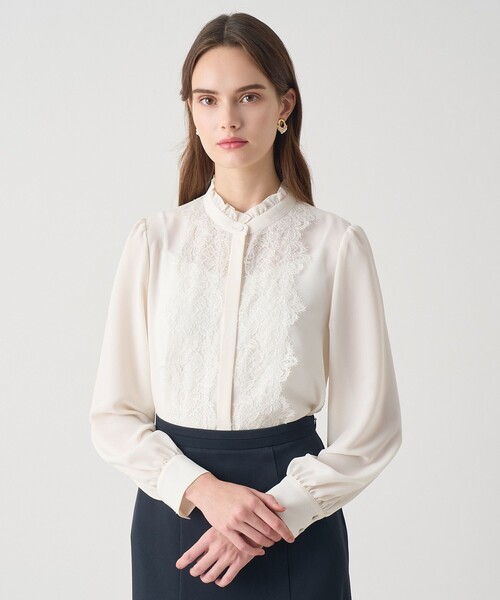 ANAYI（アナイ）の「【Eternal Line 2026】ジョーゼットレースコンビ ブラウス（シャツ/ブラウス・レディース・アイボリー/ネイビー/ピンク・36/38）」の2枚目の写真