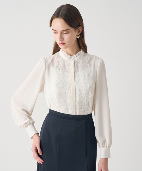 ANAYI（アナイ）の「【Eternal Line 2026】ジョーゼットレースコンビ ブラウス（シャツ/ブラウス・レディース・アイボリー/ネイビー/ピンク・36/38）」の5枚目の写真