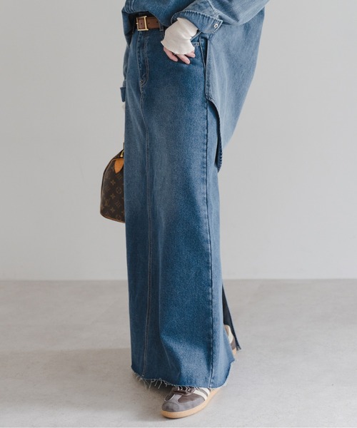 Bonjour Sagan(ボンジュールサガン)の「サイドゴムデニムロングスカート(デニムスカート・レディース・ブルー/インディゴブルー・FREE)」の15枚目の写真