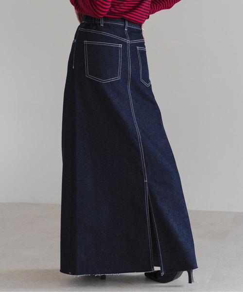 Bonjour Sagan(ボンジュールサガン)の「サイドゴムデニムロングスカート(デニムスカート・レディース・ブルー/インディゴブルー・FREE)」の9枚目の写真