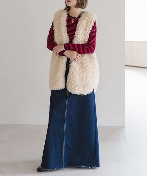 Bonjour Sagan(ボンジュールサガン)の「サイドゴムデニムロングスカート(デニムスカート・レディース・ブルー/インディゴブルー・FREE)」の11枚目の写真