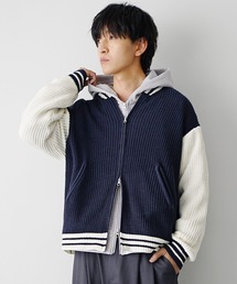 MinoriTY（マイノリティ）の「【qsssy×MinoriTY】MID-GAUGE TWO-TONE KNIT STADIUM JACKET（スタジャン）」