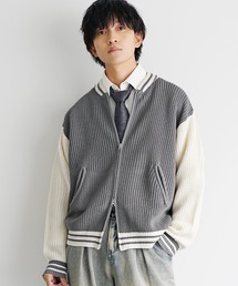 MinoriTY（マイノリティ）の「【qsssy×MinoriTY】MID-GAUGE TWO-TONE KNIT STADIUM JACKET（スタジャン）」