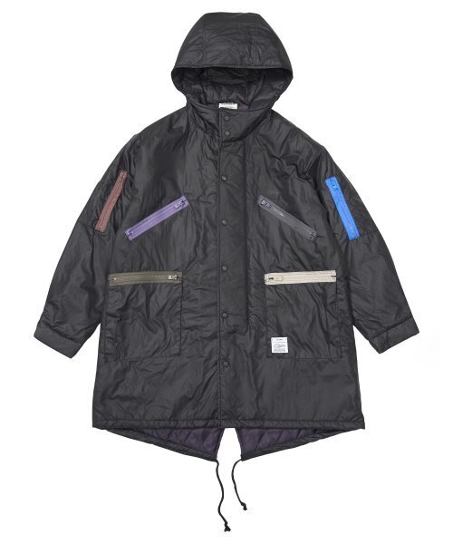 ZIPPER OVERSIZED FISHTAIL PARKA BLACK