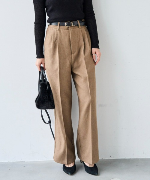 mil（ミル）の「ハイウエスト スラックスパンツ【585147】（スラックス・レディース・チャコールグレー/ダークブラウン/ダークベージュ・FREE/S-Short/S-Regular/M-Short/M-Regular）」の3枚目の写真