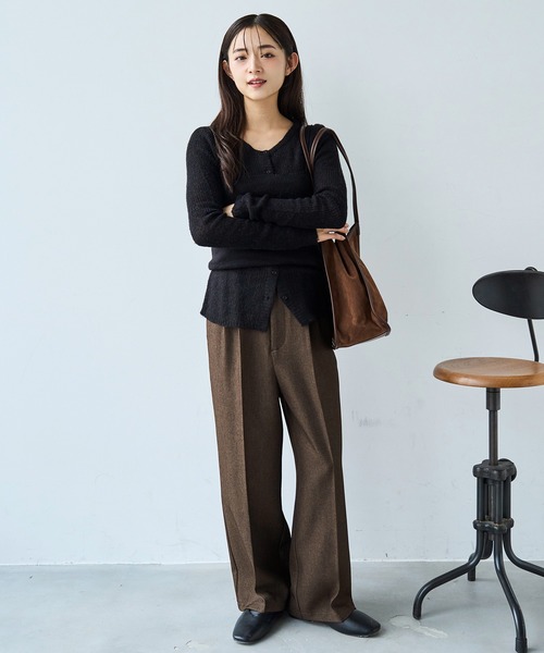 mil（ミル）の「ハイウエスト スラックスパンツ【585147】（スラックス・レディース・チャコールグレー/ダークブラウン/ダークベージュ・FREE/S-Short/S-Regular/M-Short/M-Regular）」の19枚目の写真