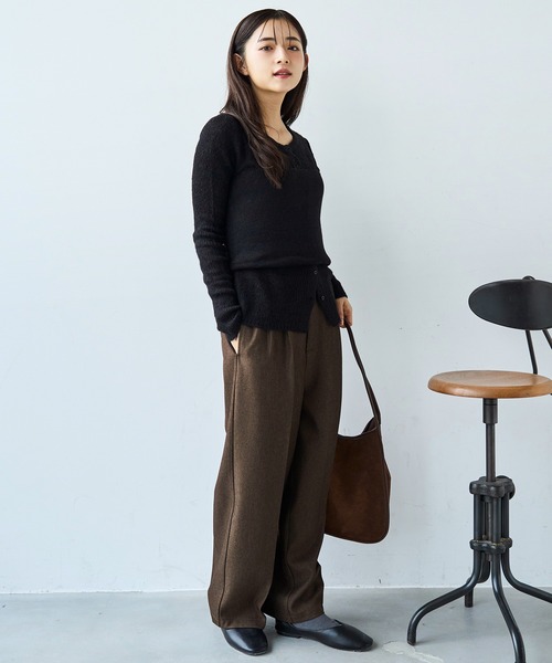 mil（ミル）の「ハイウエスト スラックスパンツ【585147】（スラックス・レディース・チャコールグレー/ダークブラウン/ダークベージュ・FREE/S-Short/S-Regular/M-Short/M-Regular）」の21枚目の写真