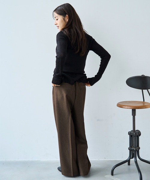 mil（ミル）の「ハイウエスト スラックスパンツ【585147】（スラックス・レディース・チャコールグレー/ダークブラウン/ダークベージュ・FREE/S-Short/S-Regular/M-Short/M-Regular）」の20枚目の写真