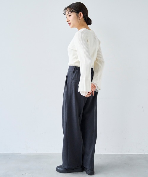 mil（ミル）の「ハイウエスト スラックスパンツ【585147】（スラックス・レディース・チャコールグレー/ダークブラウン/ダークベージュ・FREE/S-Short/S-Regular/M-Short/M-Regular）」の8枚目の写真