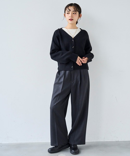 mil（ミル）の「ハイウエスト スラックスパンツ【585147】（スラックス・レディース・チャコールグレー/ダークブラウン/ダークベージュ・FREE/S-Short/S-Regular/M-Short/M-Regular）」の10枚目の写真