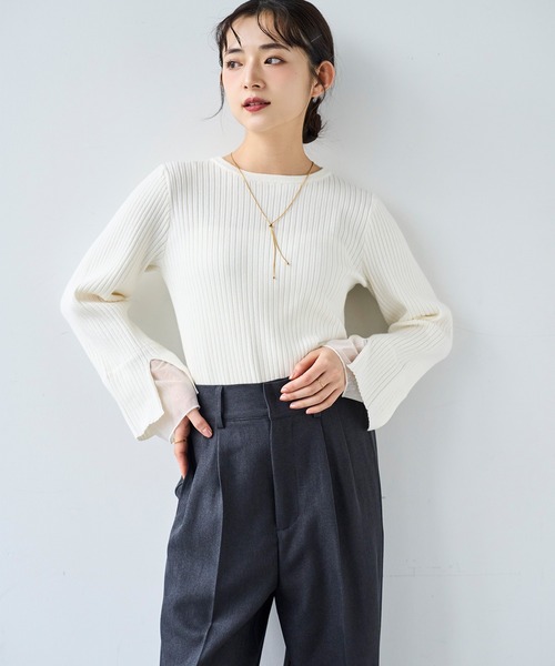 mil（ミル）の「ハイウエスト スラックスパンツ【585147】（スラックス・レディース・チャコールグレー/ダークブラウン/ダークベージュ・FREE/S-Short/S-Regular/M-Short/M-Regular）」の9枚目の写真