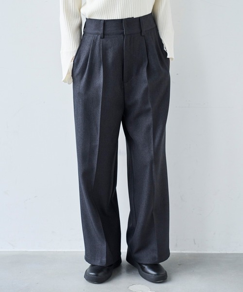 mil（ミル）の「ハイウエスト スラックスパンツ【585147】（スラックス・レディース・チャコールグレー/ダークブラウン/ダークベージュ・FREE/S-Short/S-Regular/M-Short/M-Regular）」の5枚目の写真