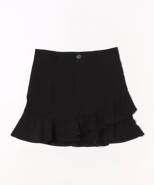 VIBGYOR Women(ヴィブジョー ウィメン)の「【Mayree】裾フレア フリルデザイン ミニスカート(スカート・レディース・ブラック・LARGE)」の2枚目の写真