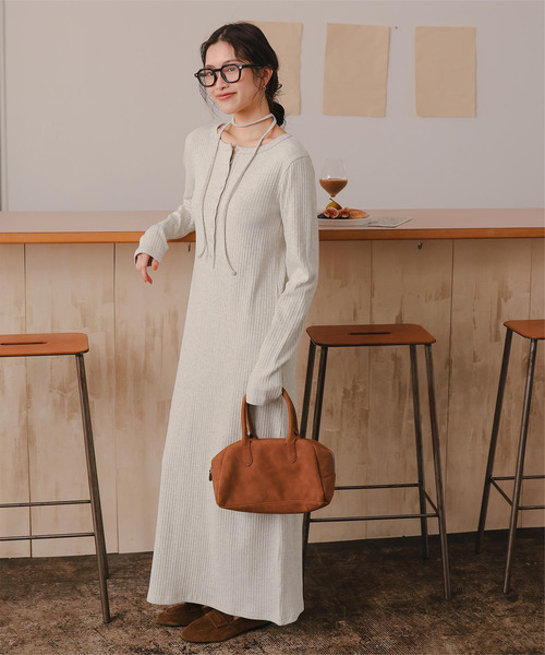 26SS新作/2026 SPRING COLLECTION】チョーカー付きリブワンピース