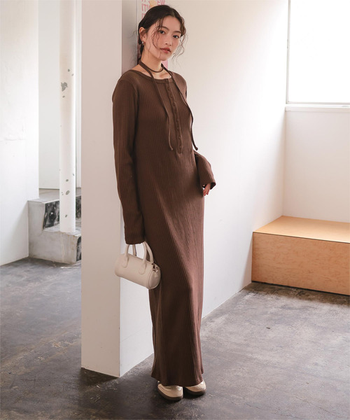 セール】チョーカー付きリブワンピース（ワンピース）｜titivate