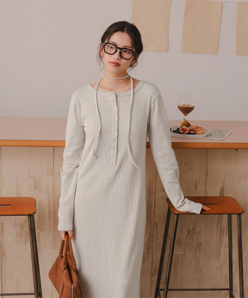 26SS新作/2026 SPRING COLLECTION】チョーカー付きリブワンピース